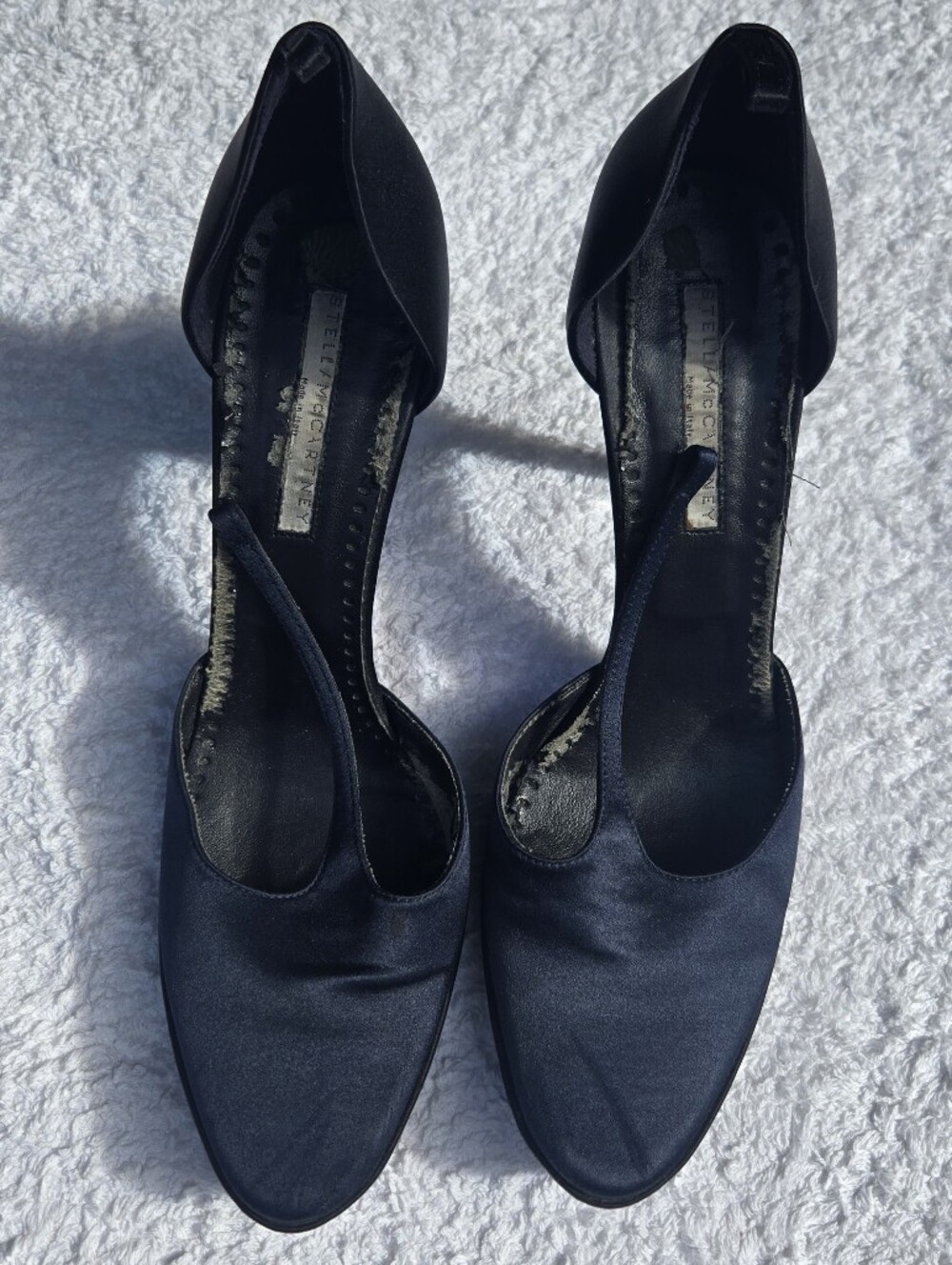 Stella McCartney Navy Blue Satin D'Orsay Style Pumps